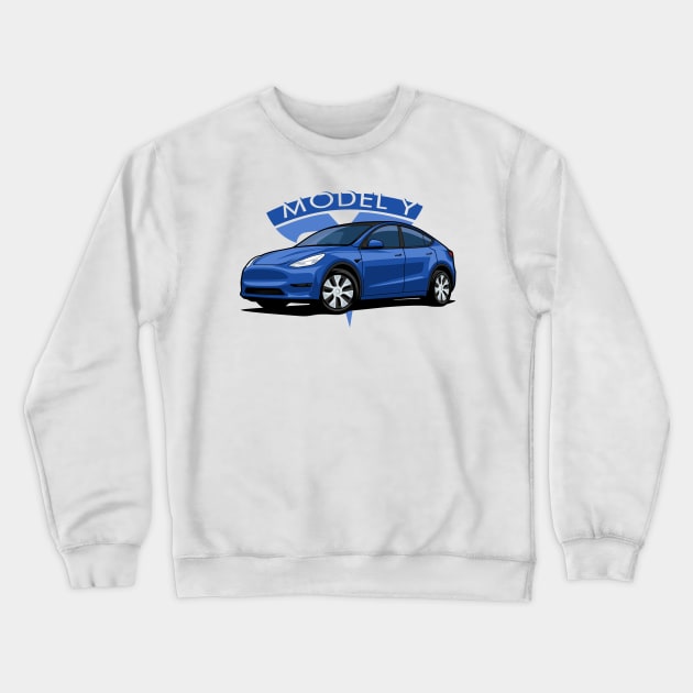 Model Y electric car blue Crewneck Sweatshirt by creative.z